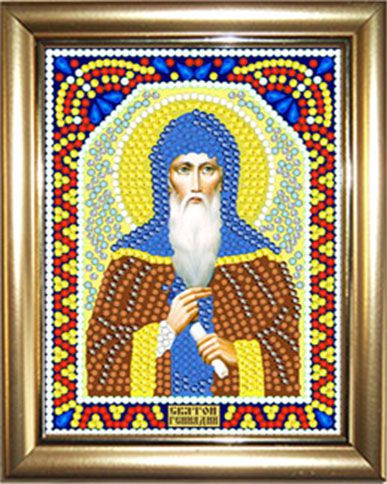 ИМРА5-063 Алмазная мозаика ТМ НАСЛЕДИЕ с рамкой "Святой Геннадий"
