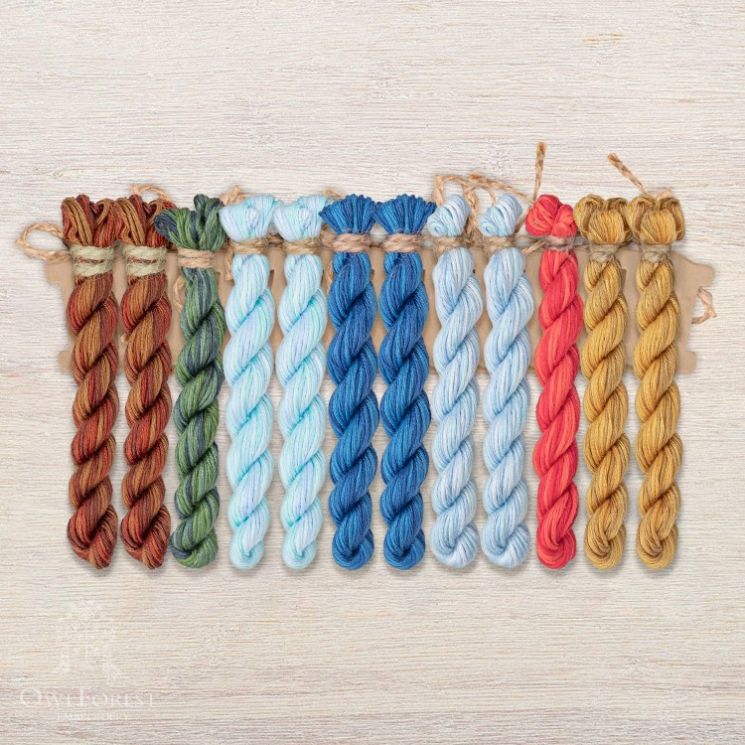 Набор ниток OwlForest для схемы «Летучий корабль. Ночь» (ПНК) 28 каунт в 2 нити НМул-ЛКН157-2282