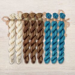 НМул-ИМЦ169-2282-3 Набор ниток OwlForest для схем «Индейские мотивы» (ПНК) 3 цвета «Цапля» 28 каунт в 2 нити