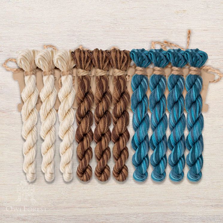  Набор ниток OwlForest для схем «Индейские мотивы» (DMC) 3 цвета «Белки» 28 каунт в 2 нити НМул-ИМБ164-3282-3