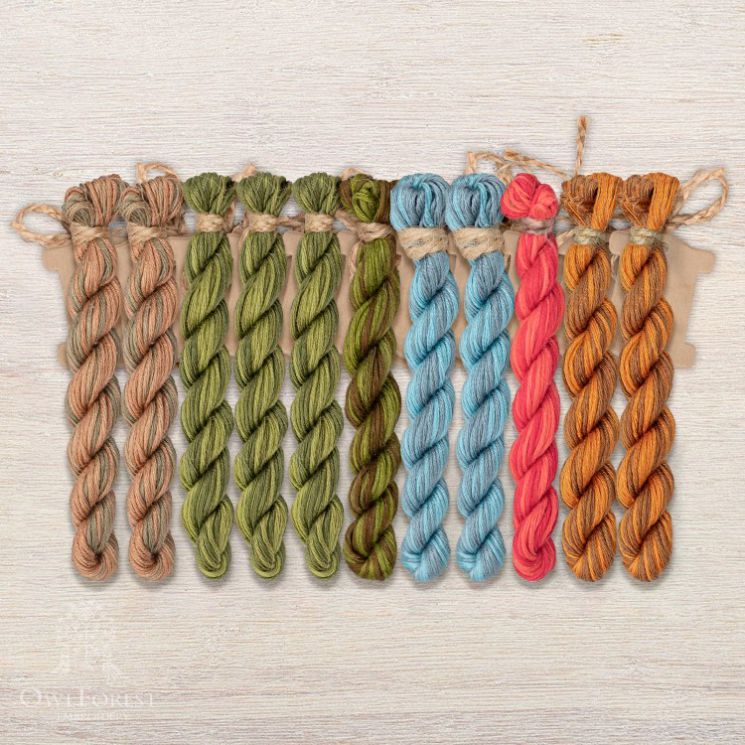 Набор ниток OwlForest для схемы «Улиточковый сад» (ПНК) 28 каунт в 3 нити НМул-УС179-2283  