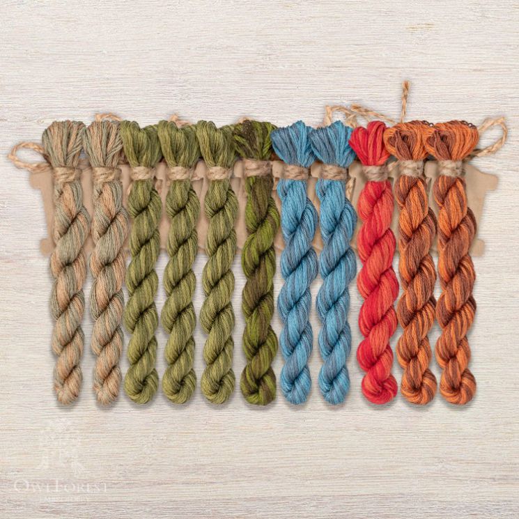  Набор ниток OwlForest для схемы «Улиточковый сад» (DMC) 28 каунт в 3 нити НМул-УС179-3283 