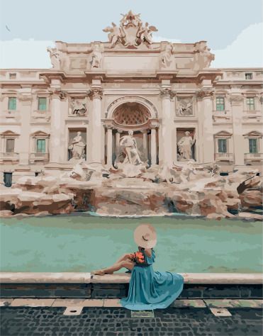 PK 49029 Картина по номерам Paintboy "Девушка у фонтана"