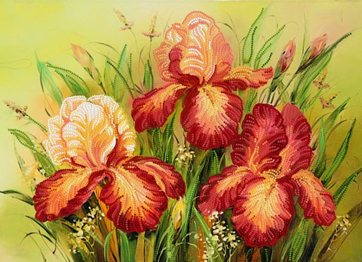 КБ-458 Схема для вышивания бисером ТМ Наследие "Нежные ирисы"