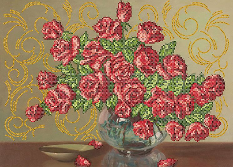 КБ-245 Схема для вышивания бисером ТМ Наследие "Розы в вазе"