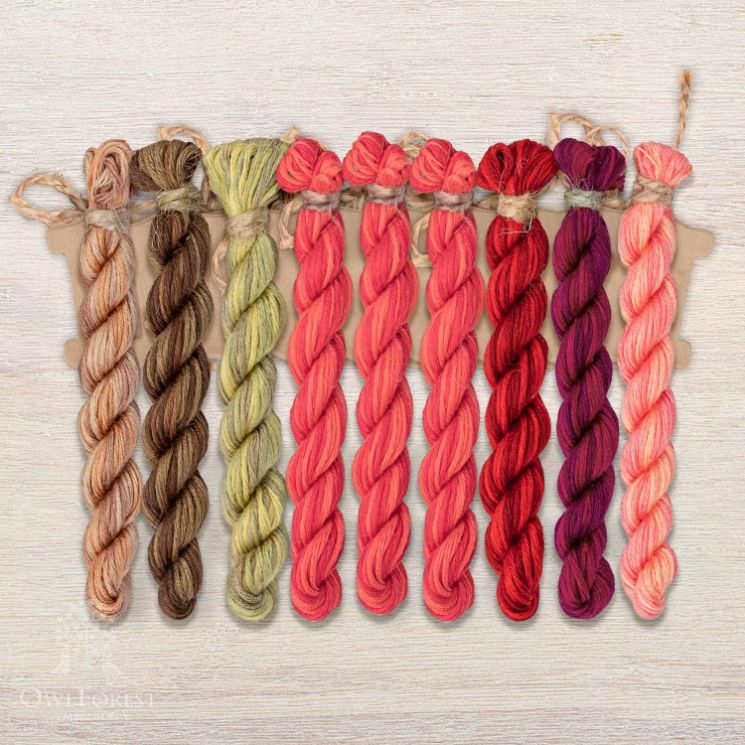 Набор ниток OwlForest для схемы «Птичка-Пава» (ПНК) 28 каунт в 2 нити НМул-ПП001-2282 