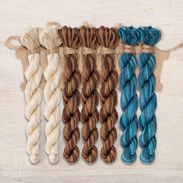 Набор ниток OwlForest для схем «Индейские мотивы» (DMC) 3 цвета «Черепаха» 32 каунт в 2 нити НМул-ИМЧ170-3322-3 