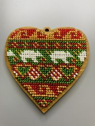 Сами с усами. Набор для вышивания Сердце "Мишкин Новый год", 8х8 см, арт. С002-07