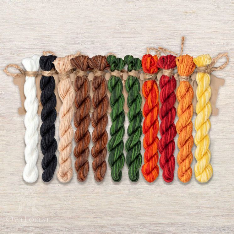 Набор ниток OwlForest для схемы «Тихая охота» (ПНК) 36 каунт в 2 нити НМул-ТО128-2362