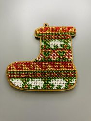 Сами с усами. Набор для вышивания Сапожок "Мишкин Новый год" 9х9 см, арт. С047-01  