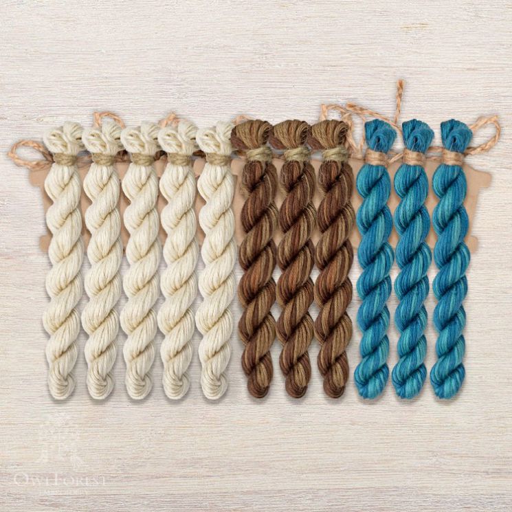 Набор ниток OwlForest для схем «Индейские мотивы» (ПНК) 3 цвета «Индеец» 28 каунт в 2 нити НМул-ИМИ165-2282-3 