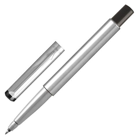 Ручка-роллер PARKER "Vector Stainless Steel CT", корпус серебристый, детали из нержавеющей стали, синяя, 2025444