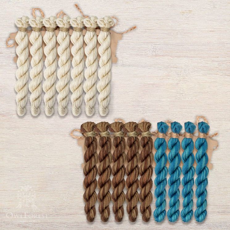  Набор ниток OwlForest для схем «Индейские мотивы» (ПНК) 3 цвета «Индеец» 28 каунт в 3 нити НМул-ИМИ165-2283-3