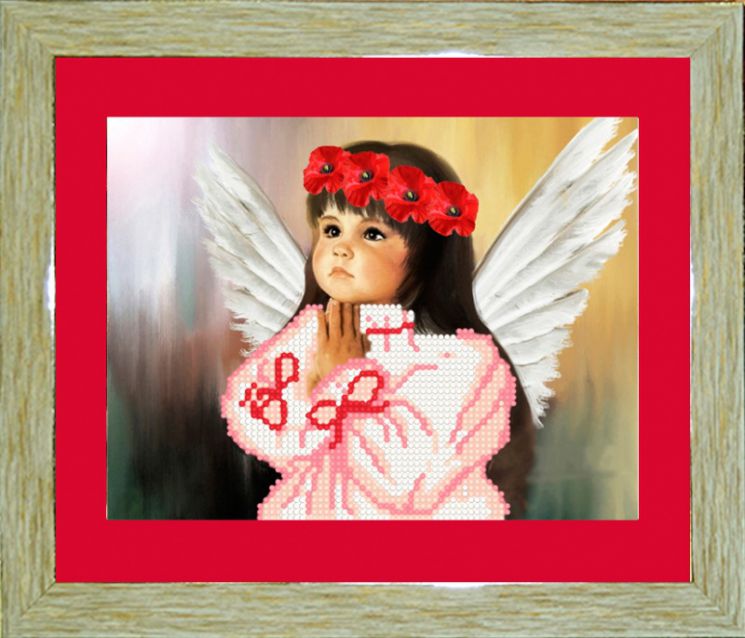 БСА4/рп-005 Алмазная мозаика ТМ Наследие с рамкой и паспарту "Девочка ангелочек"