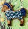Сами с усами. Набор для вышивания "Пони золотистый с синим" 7,5х7,5 см, арт. С189-07
