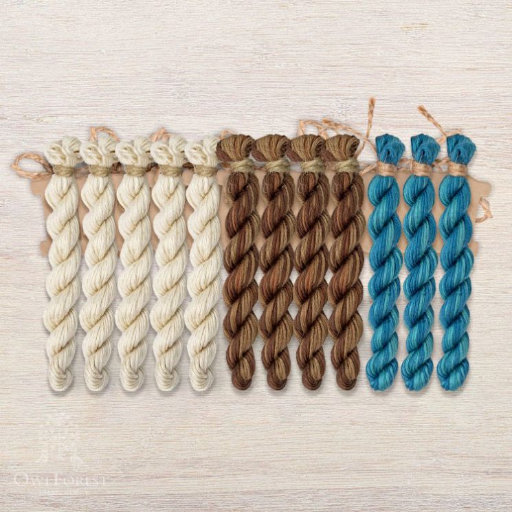 Набор ниток OwlForest для схем «Индейские мотивы» (ПНК) 3 цвета «Ламы» 28 каунт в 2 нити НМул-ИМЛ166-2282-3 