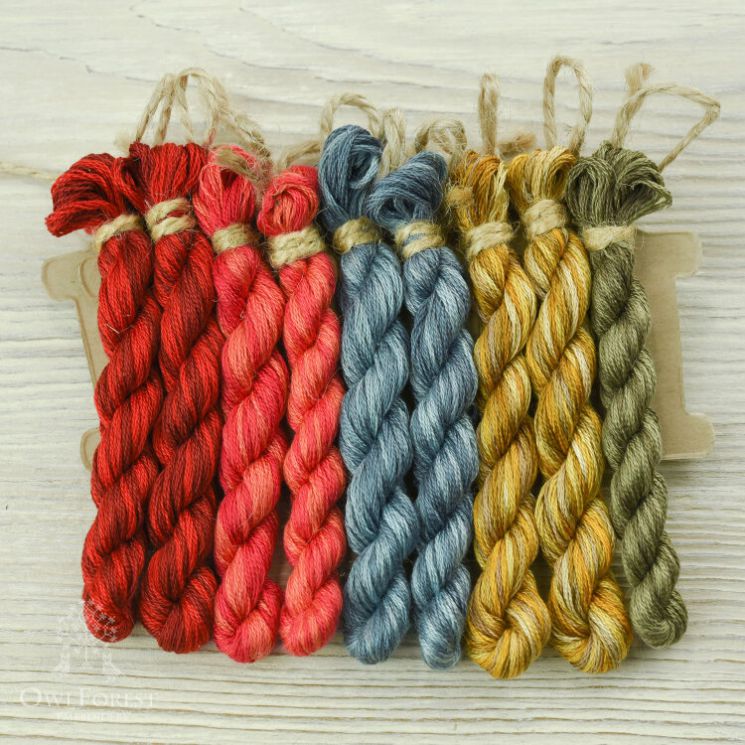 НМул-РМ-3322 Набор ниток OwlForest для схемы «Русские мотивы» (DMC) 28, 32, 36 каунт в 2 нити