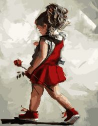 GX8381 Картина по номерам Paintboy "Малышка с розой" 