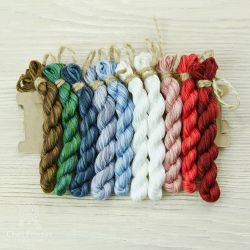 НМул-Снр-3283 Набор ниток OwlForest для схемы «Снегири» (DMC) 28 каунт в 3 нити