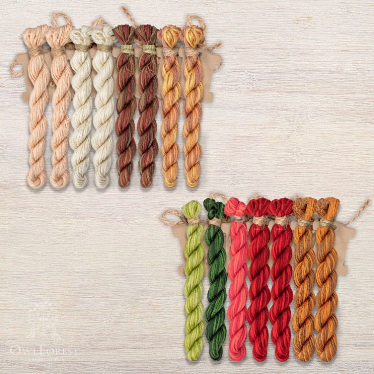 НМул-ПГ124-2362 Набор ниток OwlForest для схемы «Пряничный город» (ПНК) 36 каунт в 2 нити