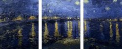 KX-0022 Картина по номерам Paintboy "Звездное небо. Ван Гог" триптих  40х150