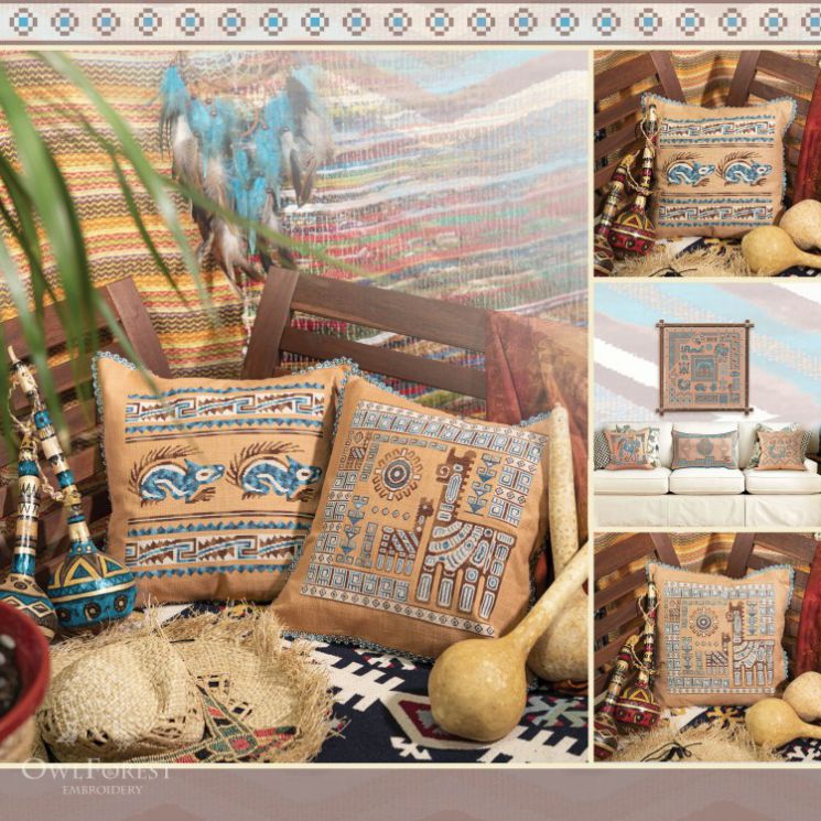 Буклет на пружине со схемами для вышивания Owlforest «Индейские мотивы» 3 цвета 0159-ИМ3-СБ