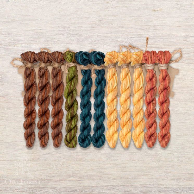 Набор ниток OwlForest для схем «Индейские мотивы» (ПНК) 5 цветов «Пирамида» 28 каунт в 2 нити НМул-ИМП167-2282-5 