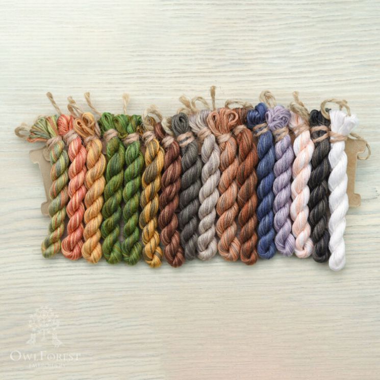 НМул-Сов-2362 Набор ниток OwlForest для схемы «100 сов» (ПНК) 36 каунт в 2 нити