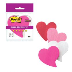 Блоки самоклеящиеся (стикеры) POST-IT Super Sticky "Сердце", КОМПЛЕКТ 2 шт., по 75 л., розовые/белые, 7350-HRT