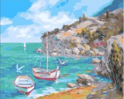 МСА388 Картина по номерам Paintboy "Лодки у берега"
