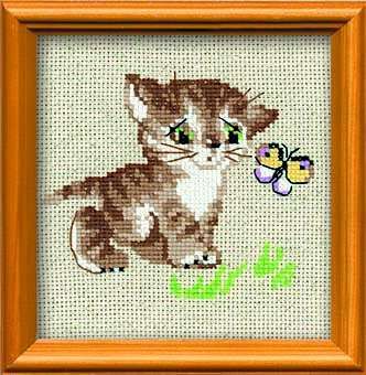 Набор для вышивания Риолис "Котенок с бабочкой" 1049
