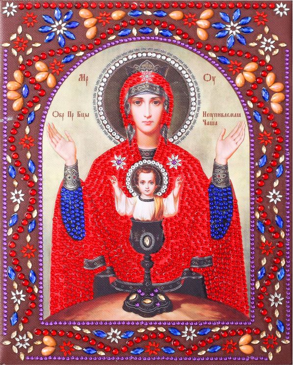IF019 Алмазные иконы фигурными стразами Color Kit "Образ Пресвятой Богородицы Неупиваемая Чаша"