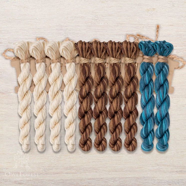  Набор ниток OwlForest для схем «Индейские мотивы» (DMC) 3 цвета «Рыбы» 28 каунт в 2 нити НМул-ИМР168-3282-3