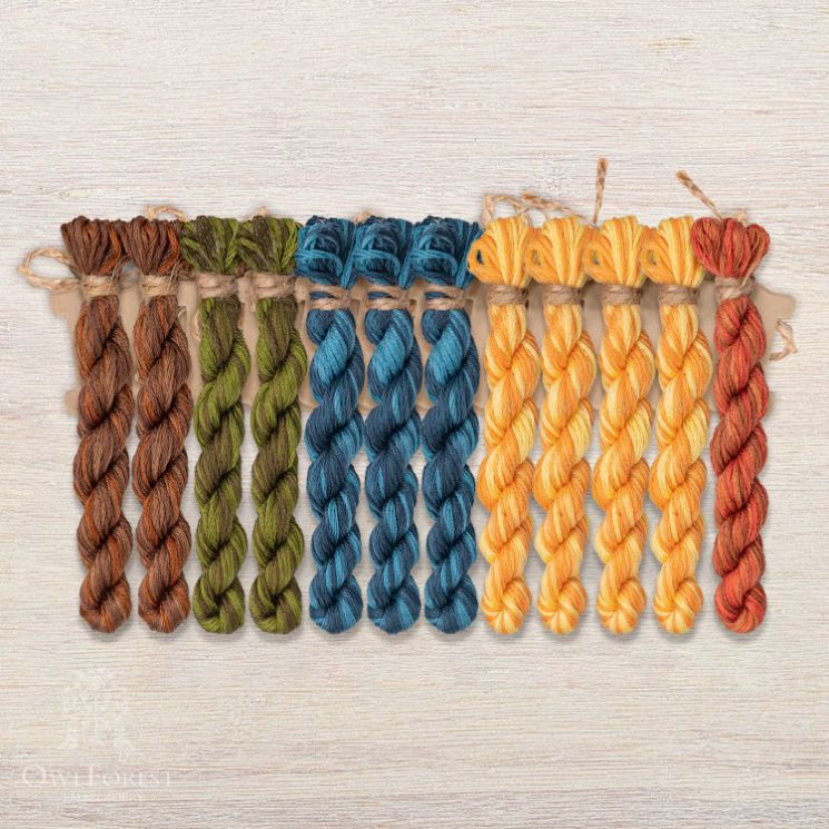 Набор ниток OwlForest для схем «Индейские мотивы» (DMC) 5 цветов «Рыбы» 28 каунт в 2 нити НМул-ИМР168-3282-5 