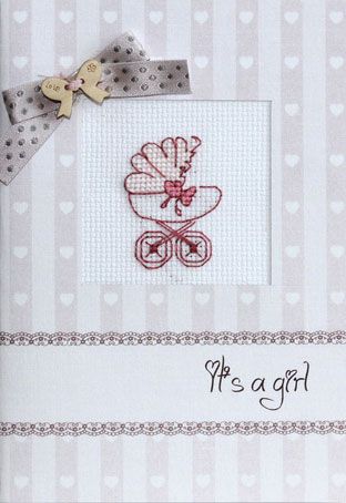 (S)P-19 Набор для изготовления открытки Luca-S "Розовая коляска"