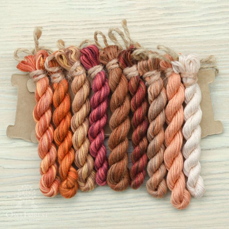 НМул-Кофе-2401 Набор ниток OwlForest для схемы «Кофейный семплер» (ПНК) 40 каунт в 1 нить