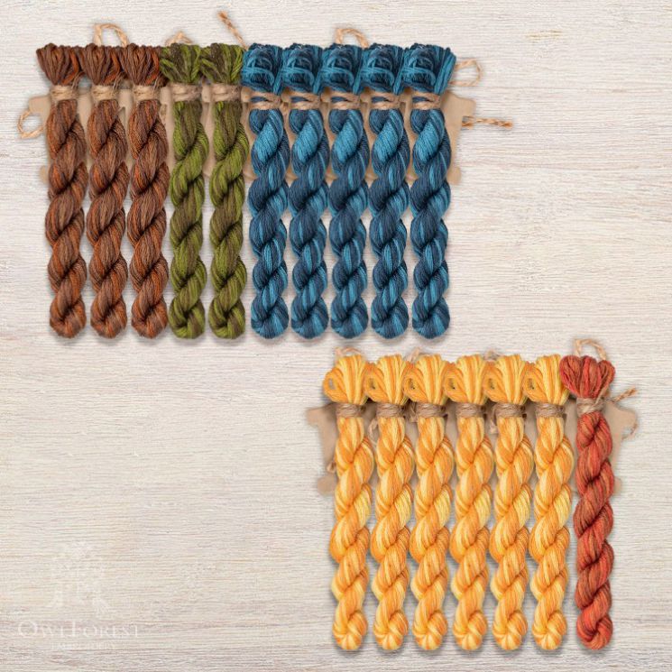  Набор ниток OwlForest для схем «Индейские мотивы» (DMC) 5 цветов «Рыбы» 28 каунт в 3 нити НМул-ИМР168-3283-5